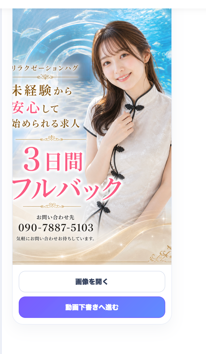 背景と衣装を反映した完成TikTok求人画像